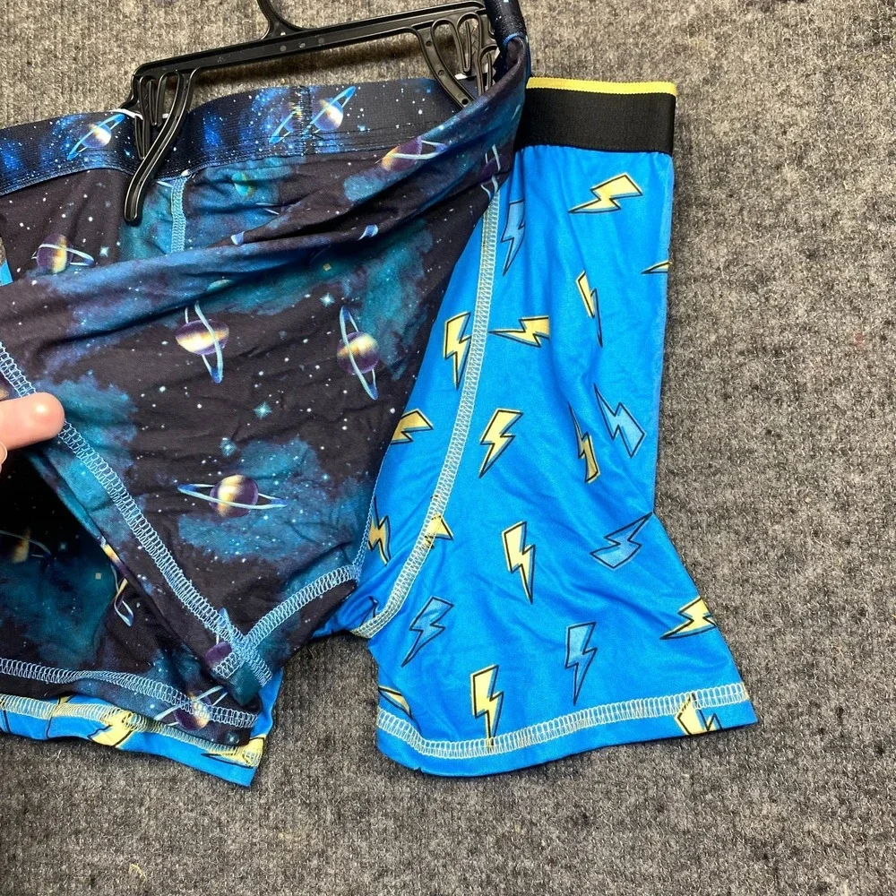 Wonder Nation Boys 2 Pack Boxer Briefs XL 14-16 Blue Lightning Space Tagless